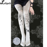 2019 Halloween Lolita Tights Gothic Patterned Women's Pantyhose 120D Velvet Tights