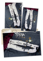 White Knight ~ Gothic Patterned Lolita Stockings Long Cross & Arrow Printed Summer Stockings