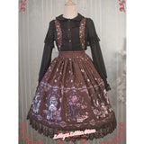 Sweet Female Chiffon Suspender Skirt Alice Wonderland Series Printed Midi Skirt by Strawberry Witch
