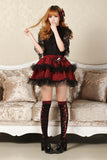 Academic Red Double Layered Tutu Skirt Punk Plaid Mini Skirt for Women