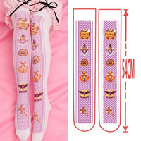 Sweet Lolita Thigh High Stockings Kawaii 100D Printed Velvet Long Stockings for Girl 9 Patterns