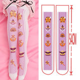 Sweet Lolita Thigh High Stockings Kawaii 100D Printed Velvet Long Stockings for Girl 9 Patterns