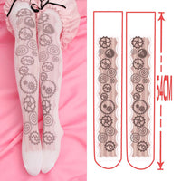 Sweet Lolita Thigh High Stockings Kawaii 100D Printed Velvet Long Stockings for Girl 9 Patterns