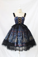 Chandelier Printed Gothic Lolita JSK Dress Sleeveless Halloween Midi Party Dress Pre-order by Alice Girl