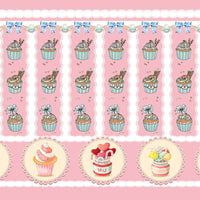 Sweet Pink Cup Cake Printed Short Skirt Kawaii Mori Girl A line Skirt for Women