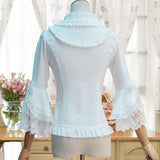 Victorian Lolita White/Black Blouse Women's Lace Long Flare Sleeve Lolita Shirt