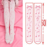 Sweet Lolita Thigh High Stockings Kawaii 100D Printed Velvet Long Stockings for Girl 9 Patterns