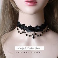 Sweet Lolita Chocker Necklace Cute Bowknot Chocker with Beaded Chain