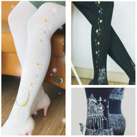 Beautiful Castle of Starry Night Patterned Tights Women's 80D Pantyhose