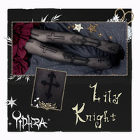 White Knight ~ Gothic Patterned Lolita Stockings Long Cross & Arrow Printed Summer Stockings