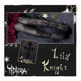 White Knight ~ Gothic Patterned Lolita Stockings Long Cross & Arrow Printed Summer Stockings