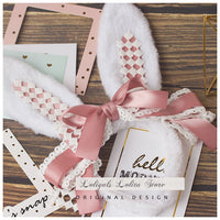 LOLITA Handmade Rabbit Ears Headband KC Multicolored Cute Plaid Cosplay Hairband
