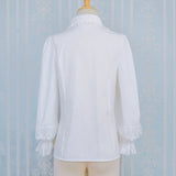 Sweet Women's Lolita Shirt Pointed Collar Long Lantern Sleeves Black/White Blouse