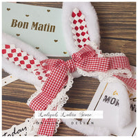 LOLITA Handmade Rabbit Ears Headband KC Multicolored Cute Plaid Cosplay Hairband