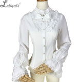 Sweet Women's Long Sleeve Blouse Stand Collar Lolita Button Down Shirt by Yiliya