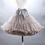 Fluffy Women's Tutu Skirt Adult Tulle Short Petticoat with Ruffles