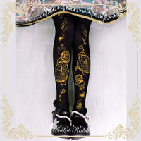 Steampunk Tights Astrological Clock & Gear Printed Lolita Pantyhose/Tights 120d Velvet Tights