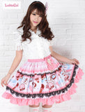 Strawberry & Icecream Printed Short Skirt Sweet Elastic Waist A line Lolita Skirt