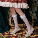 Sweet Lace Long Stockings Lolita Heart Hollowed-out Stockings White/Black