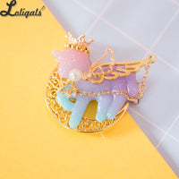 Sweet Mori Girl Hairpins & Brooches Lovely Resin Unicorn Hair Clip & Brooch