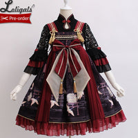 Returning Crane ~ Printed Kimono Style Lolita JSK Dress by Alice Girl ~ Pre-order