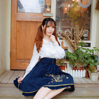 Lolita Blouse Sweet White Long Sleeve Embroidered Women's Shirt with Necktie