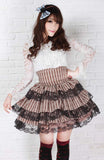 Sweet Layered Princess Striped Short Kawaii Pleated Lolita Skirt for Girl with Lace up Back