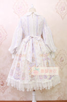 Sweet Long Lantern Sleeve Midi Dress ~ Angel's Book Printed Empire Waist Dress by Alice Girl ~ Pre-order
