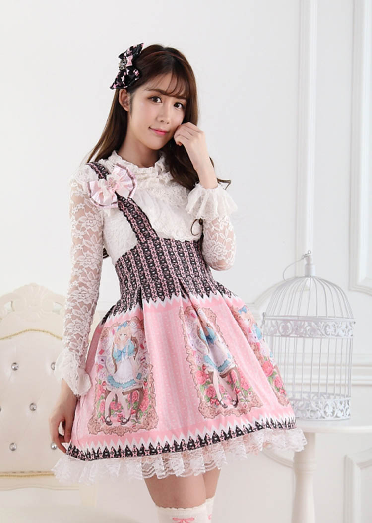 Japanese Style Lovely Princess Lolita Alice's Rose Garden Printed