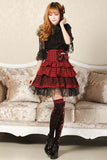 Sweet College Style Punk Plaid Black and Red Layered Skirt