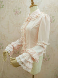 New Sweet Lolita Blouse with Double Layered Lace Collar Classic Women's Shirt