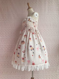 Sweet Strawberry and Desert Printed Lolita Casual JSK Dress Sleeveless Chiffon Midi Dress by Yiliya