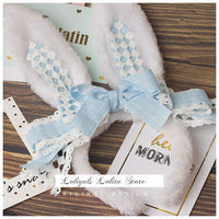 LOLITA Handmade Rabbit Ears Headband KC Multicolored Cute Plaid Cosplay Hairband