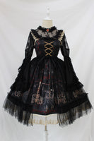 Chandelier Printed Gothic Lolita JSK Dress Sleeveless Halloween Midi Party Dress Pre-order by Alice Girl
