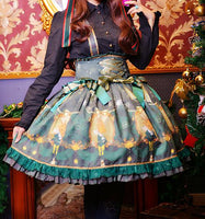 X'mas Deer ~ Lovely Rhinedeer Printed Lolita Jumper Skirt with Straps