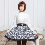 Sweet Mori Girl Black and White Diamond Checkered Short Skirt for Summer