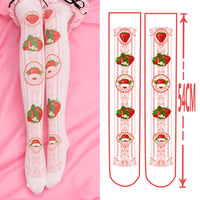 Sweet Lolita Thigh High Stockings Kawaii 100D Printed Velvet Long Stockings for Girl 9 Patterns