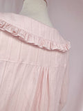 2019 Women's Lolita Cotton Blouse Pink Peter Pan Collar Ruffled Top