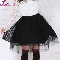 Sweet Short Black Rose Pattern Lace Pleated Skirt for Lady