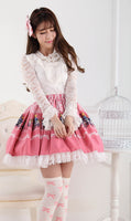 Pink Lolita Sweet Princess Alice's Concert Printed Lolita Lace Skirt for Girl