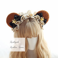 Cute Bear Ear Lolita KC Sweet Mori Girl Headband Cosplay Headpiece