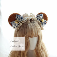 Cute Bear Ear Lolita KC Sweet Mori Girl Headband Cosplay Headpiece