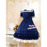 Classic Sailor Style Short Sleeve Lolita Dress by Strawberry Witch