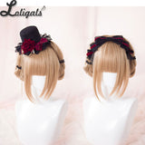 Black and Red Gothic Headband Lolita Rose Cross Mini Tophat KC