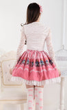 Pink Lolita Sweet Princess Alice's Concert Printed Lolita Lace Skirt for Girl