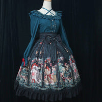 Merry Christmas ~ Sweet Printed High Waist Lolita Skirt Ruffled Long Skirt