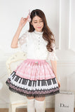 Original Design Sweet Snowflake and Piano Key Printed Short Lolita Skirt with Lace Trimming