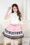 Original Design Sweet Snowflake and Piano Key Printed Short Lolita Skirt with Lace Trimming