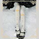 Gothic Patterned Black Tights Angel & Cross Lolita Pantyhose by Ruby Rabbit