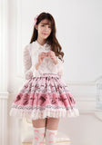 Sweet Bird in Cage Printed Lolita Pleated Lace Skirt Elastic Waist Short Skirt